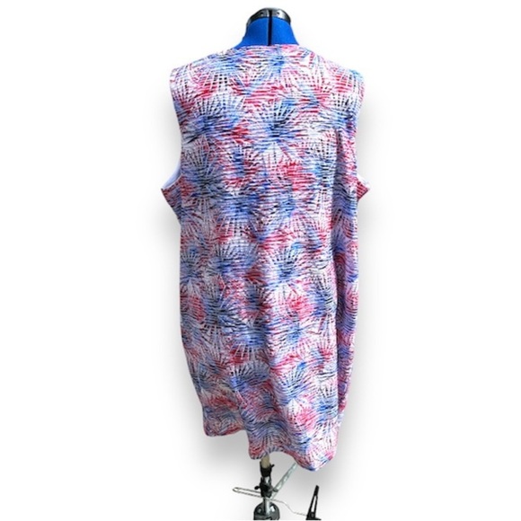 Kim Rogers Blue Red Fireworks Striped Lined Dress Women’s Plus Size 2X Patriotic - Picture 2 of 16